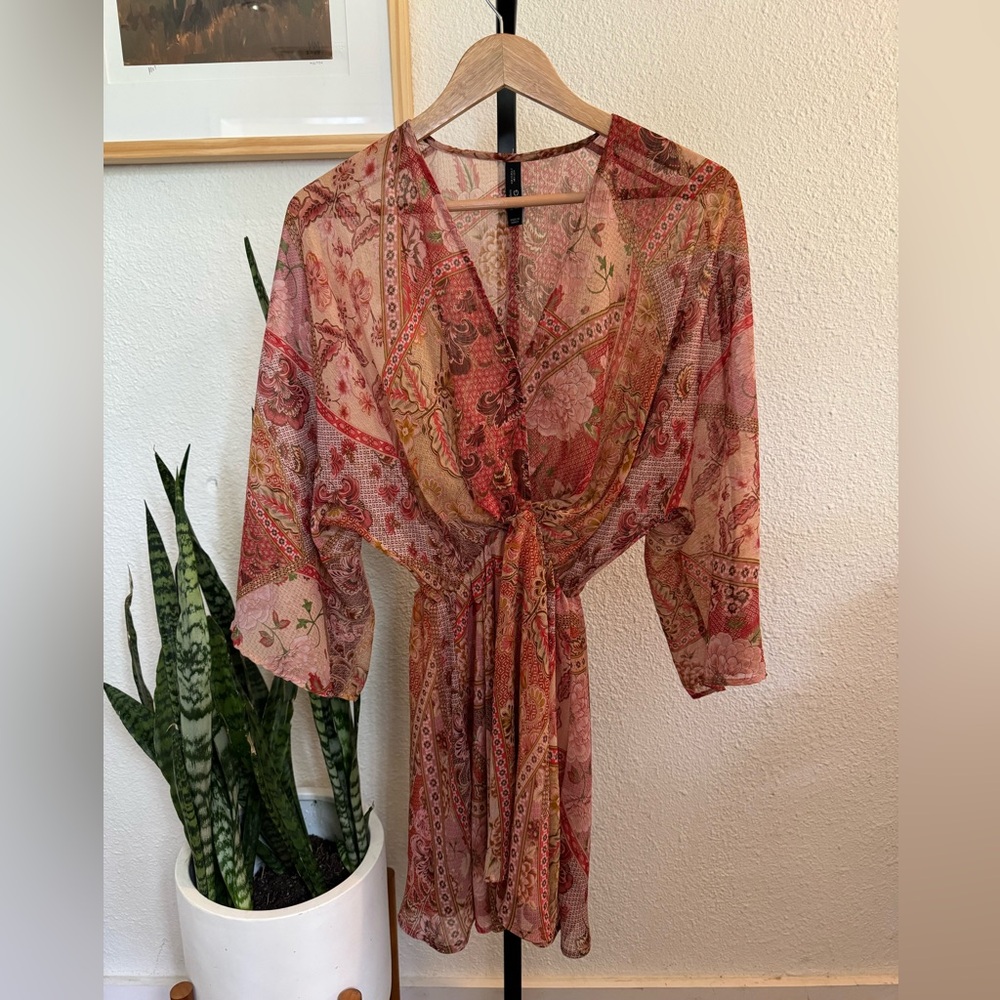 Mango sheer floral dress, boho style.